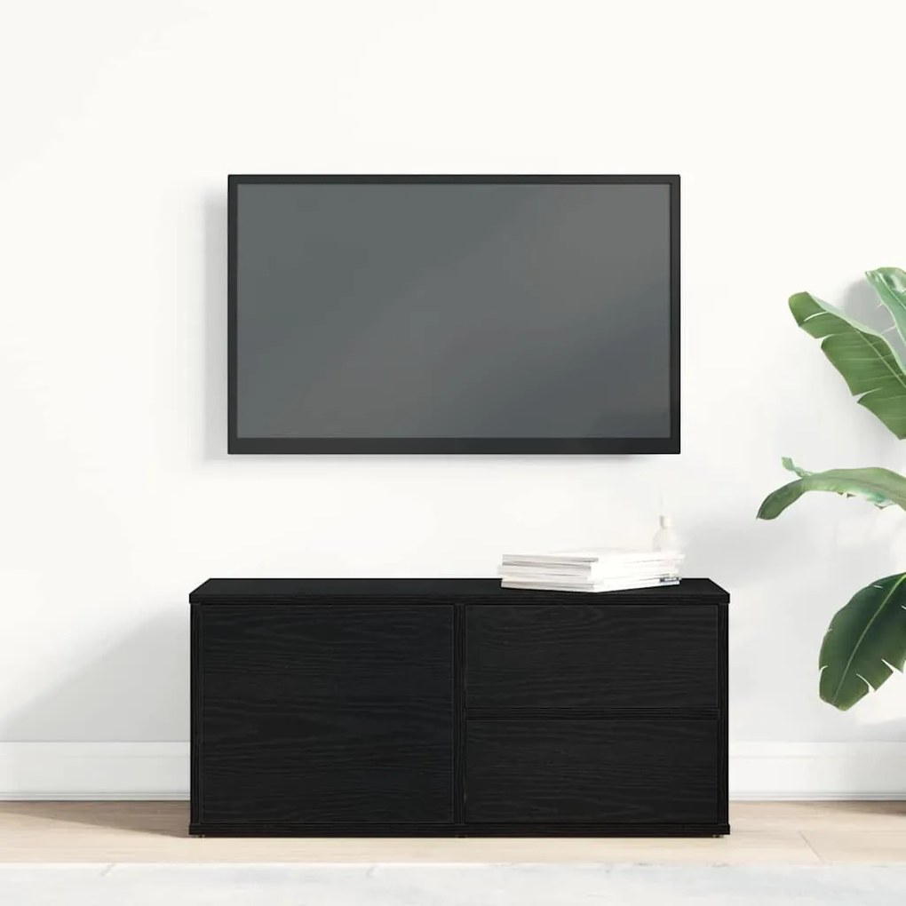 vidaXL Βάση TV με συρτάρι Μαύρο 80 x 34 x 35.5 εκ Επεξεργασμένο ξύλο