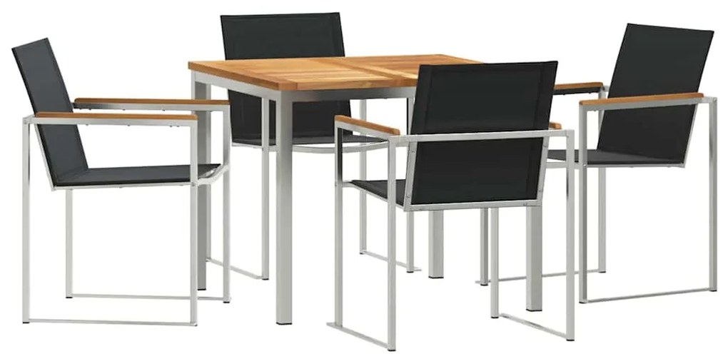 vidaXL Σέτ φαγητού για κήπο 5 pcs Καφέ Στερεό Ξύλο Τίκ