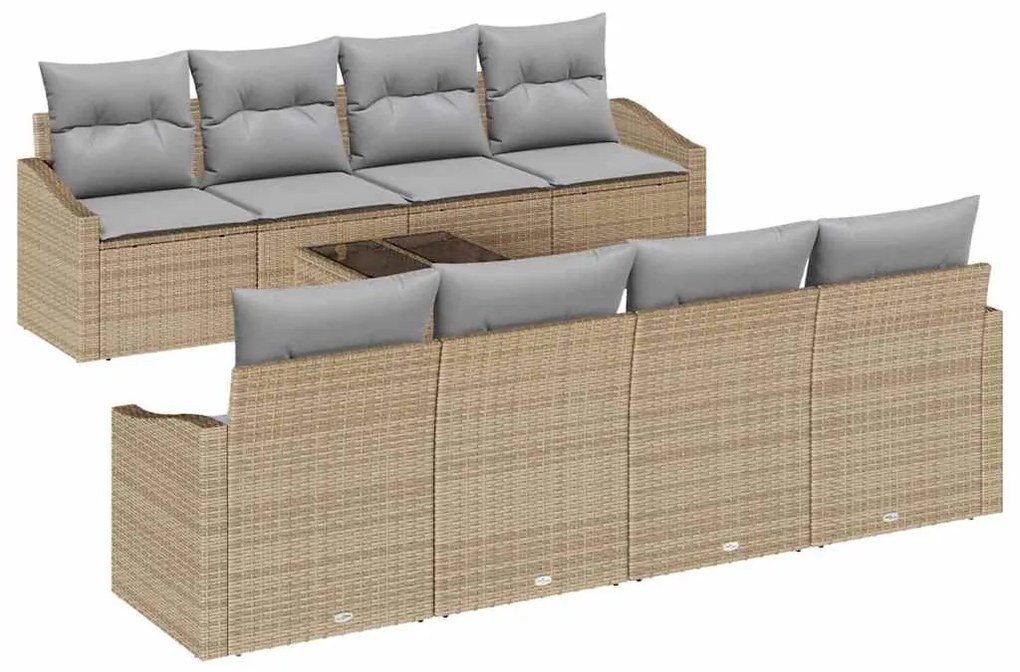 vidaXL Σετ Καναπέ με μαξιλάρι 7 pcs Μπεζ και Γκρι συνθετικό ρατάν
