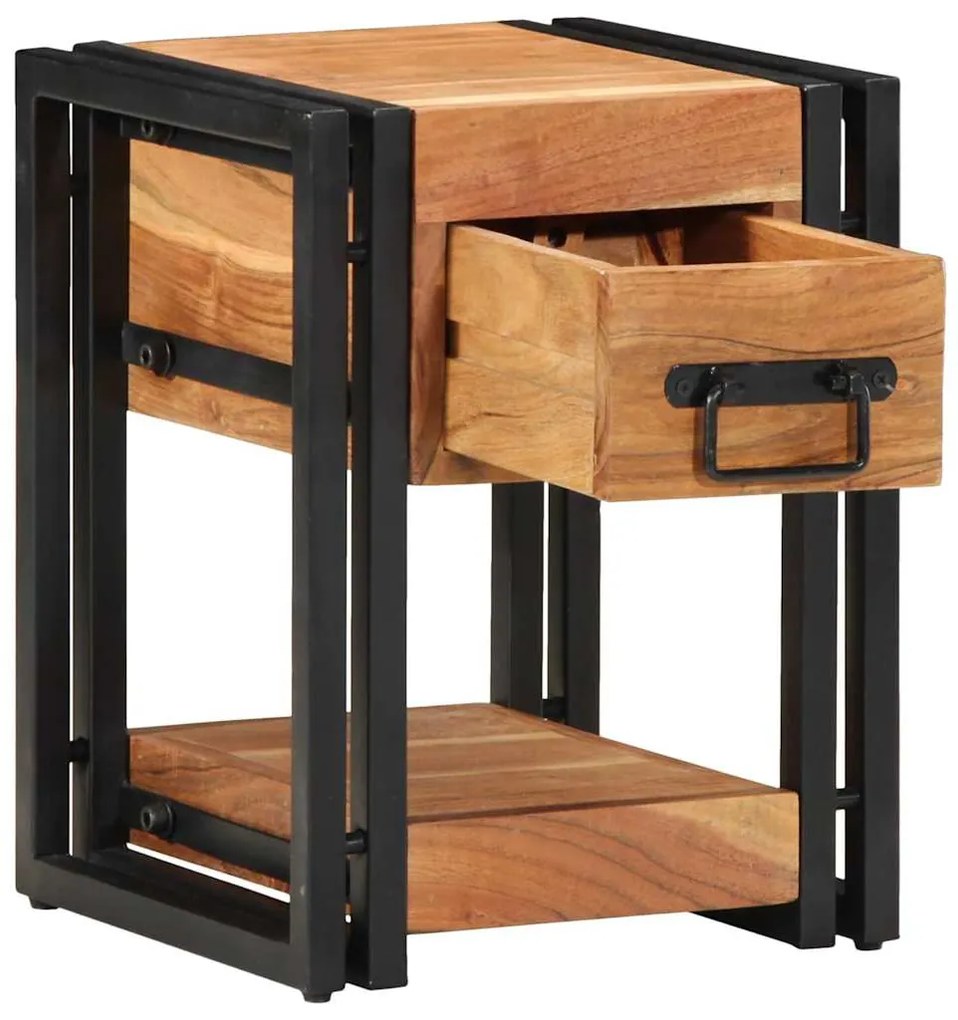 vidaXL Κομοδίνο με συρτάρι Καφέ 30 x 30 x 40 cm Μασίφ ξύλο ακακίας