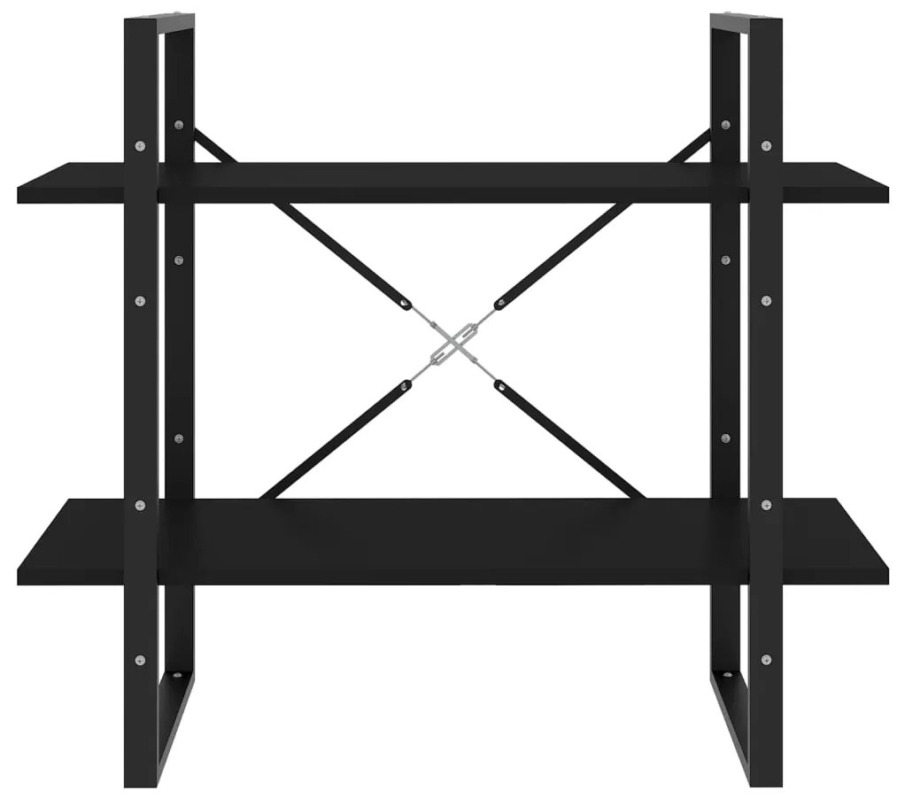 vidaXL Βιβλιοθήκη με 2 Ράφια Μαύρη 80 x 30 x 70 εκ. από Επεξ. Ξύλο