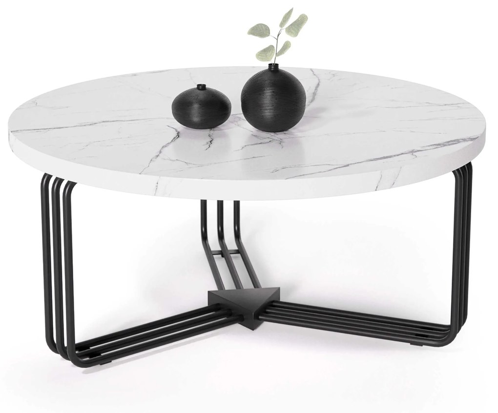 ANTICA coffee table top - white marble, frame - black (2box = 1pc) DIOMMI V-CH-ANTICA-LAW-BIAŁY DIOMMI-60-20338