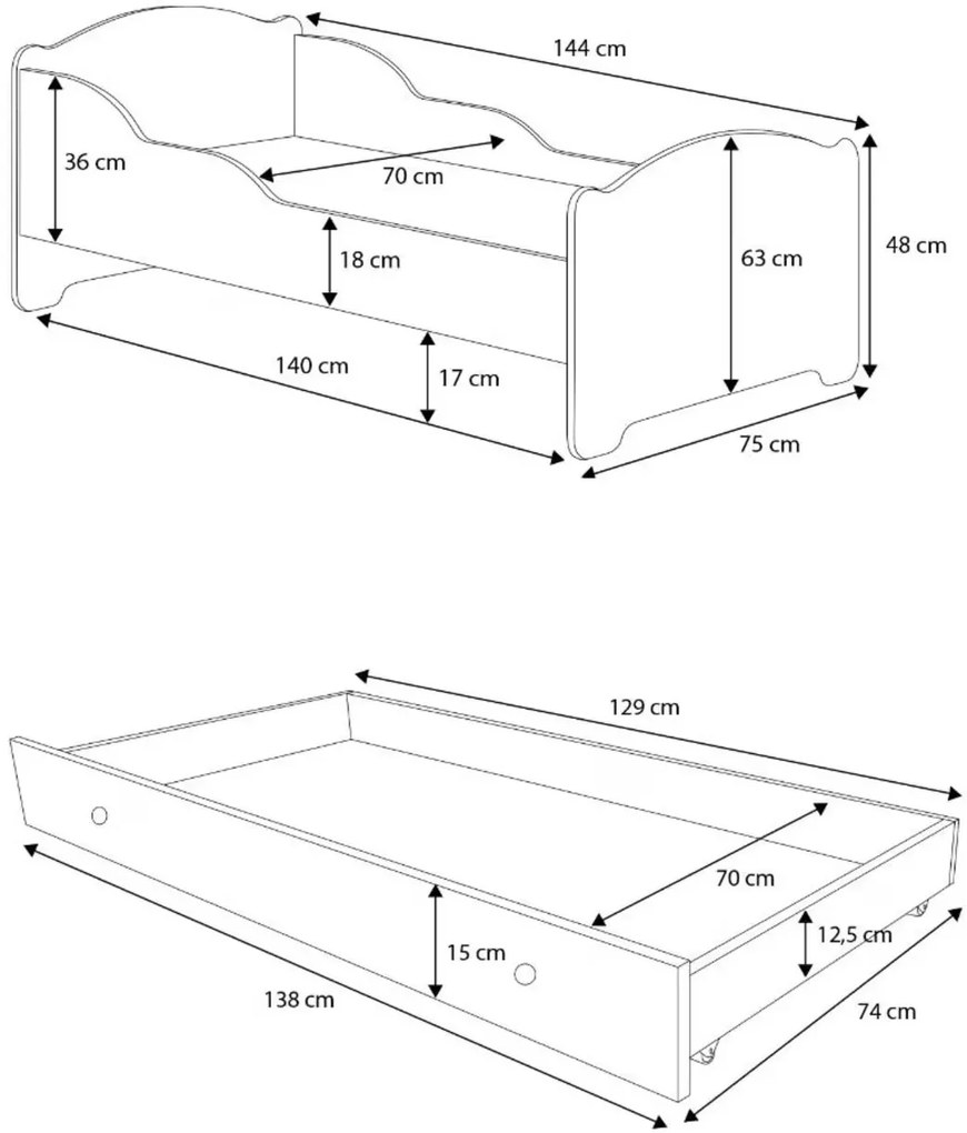 Παιδικό κρεβάτι Hermani-160 x 80-Leuko-Gkri