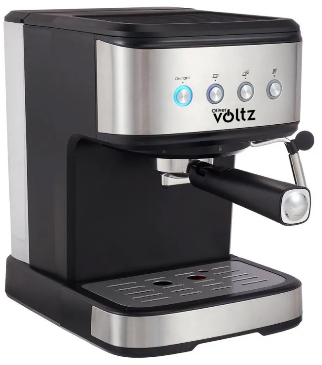 Μηχανή Espresso Оliver Voltz OV51171F, 1.2 l, 20 bar, 1100W, ανοξείδωτο φίλτρο, για κρέμα με άψογο χρώμα, Μαύρο/Inox