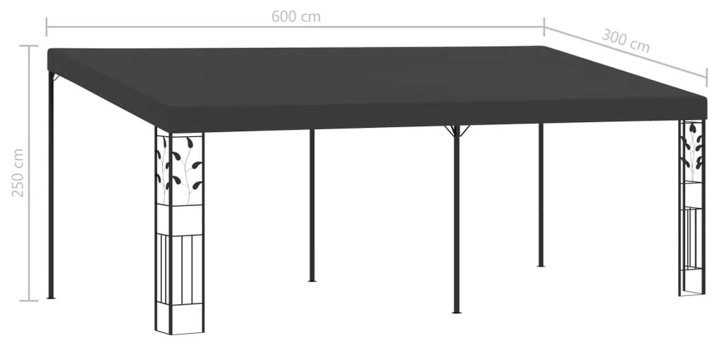 vidaXL Κιόσκι Επιτοίχιο Ανθρακί 6 x 3 x 2,5 μ.