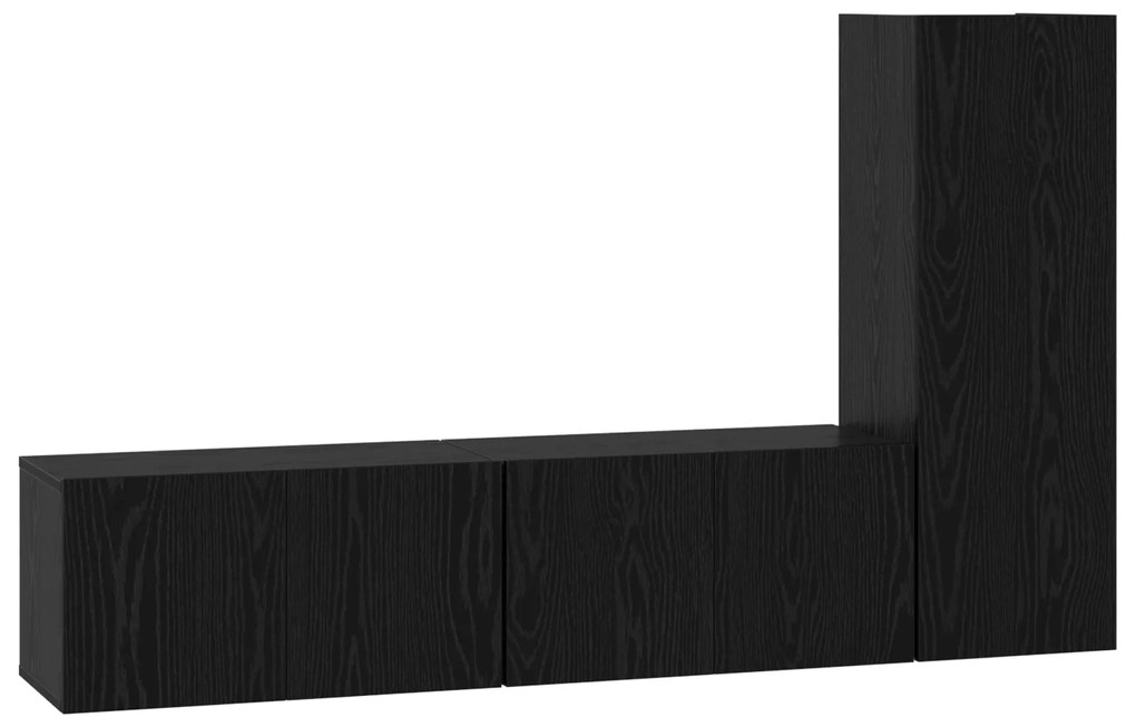 vidaXL Σετ Ράφι Τηλεόρασης 3 pcs Μαύρη Δρυς 150.5 x 30 x 90 εκ.