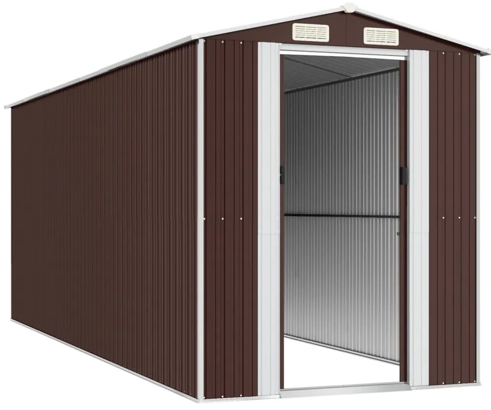 vidaXL Αποθήκη Κήπου Σκούρο καφέ 192x523x223 εκ. Γαλβανισμένο Ατσάλι