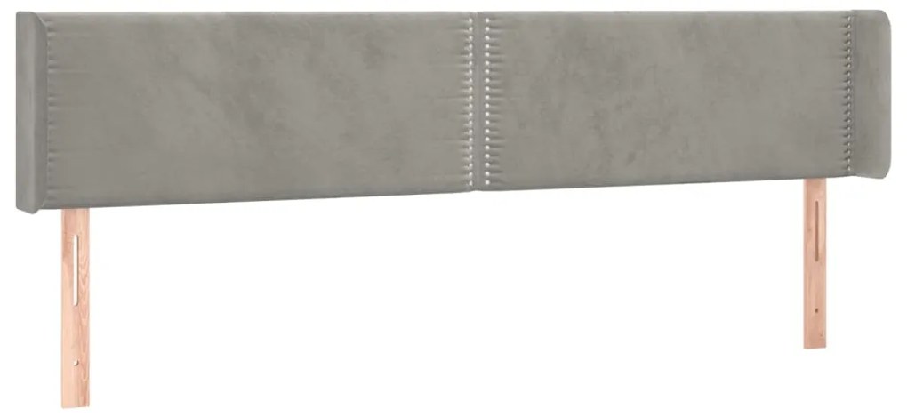 vidaXL Κεφαλάρι με Πτερύγια Ανοιχτό Γκρι 163x16x78/88 εκ. Βελούδινο