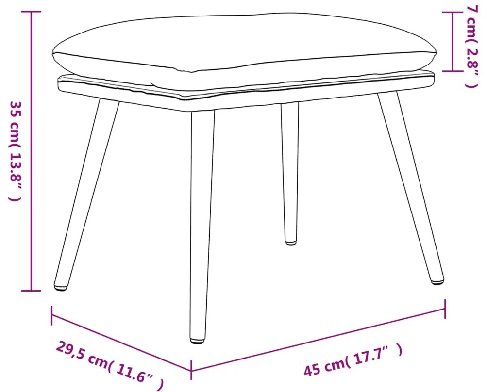 Υποπόδιο Μπορντό 45x29,5x35 εκ. Ύφασμα &amp; Συνθετικό Δέρμα 341523