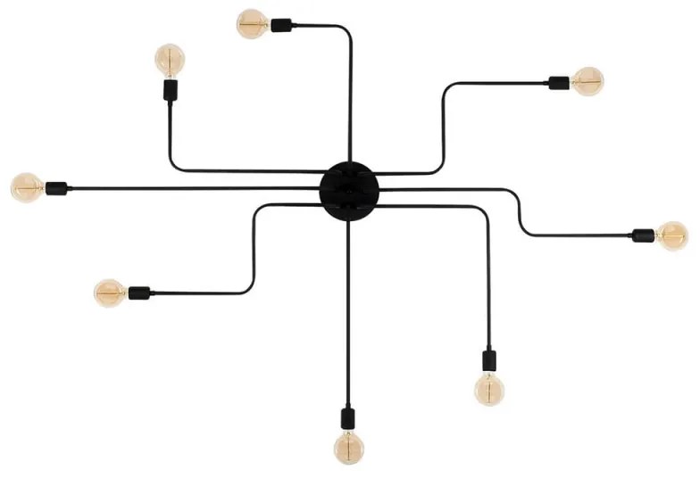 Φωτιστικό οροφής Elefant 525NOR1319, 8 λαμπτήρες, Μέταλλο, 15 cm, Μαύρο