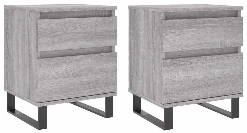 vidaXL Κομοδίνα 2 τεμ. Γκρι Sonoma 40 x 35 x 50 εκ. από Επεξεργ. Ξύλο