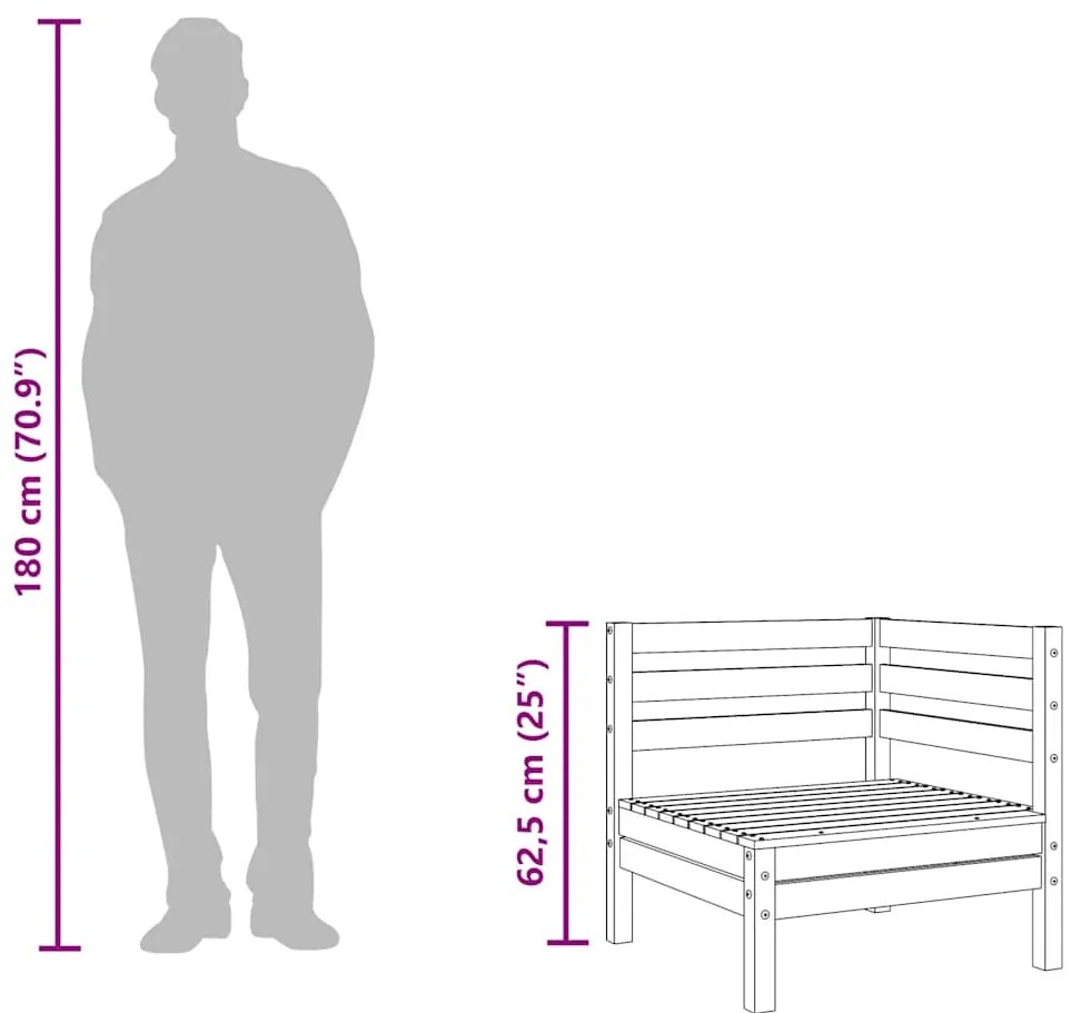 vidaXL Καναπέδες Κήπου Γωνιακοί 2 τεμ. Λευκοί από Μασίφ Ξύλο Πεύκου