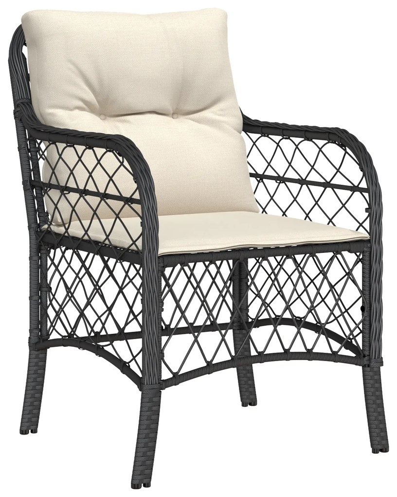 vidaXL Σετ Κήπου 5 Τεμαχίων με Μαξιλάρια - Μαύρο Poly Rattan