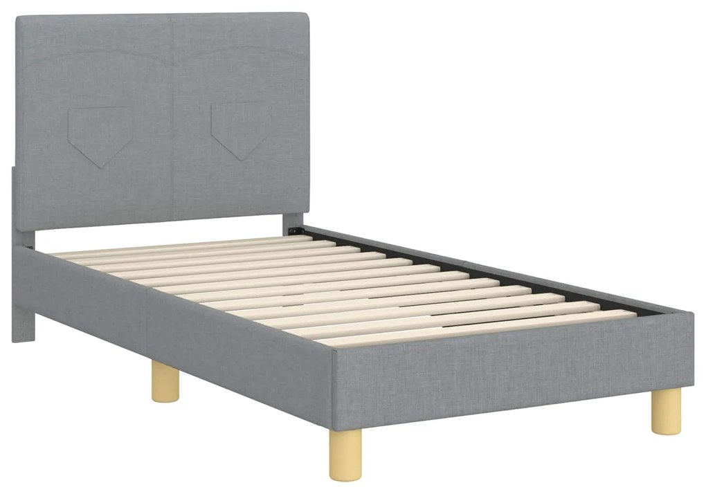 vidaXL Κρεβάτι Παιδικής Κρεβατοκάμαρας με Κεφαλάκι Ανοιχτό γκρι ύφασμα