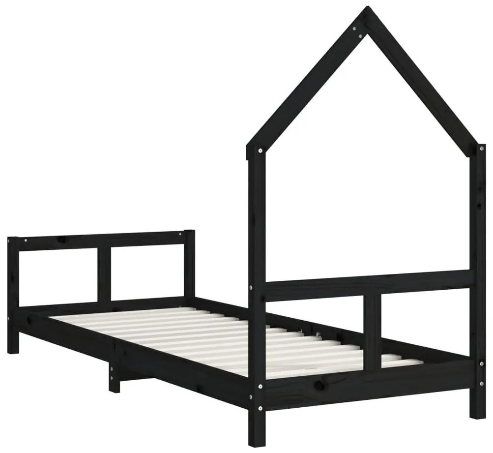 Πλαίσιο Παιδικού Κρεβατιού Μαύρο 80 x 200 εκ. Μασίφ Ξύλο Πεύκου - Μαύρο