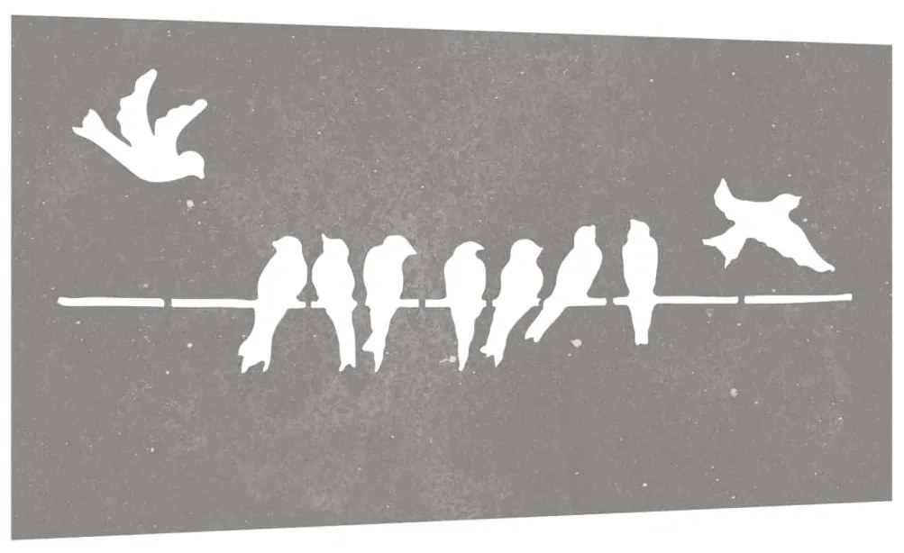 vidaXL Διακοσμητικό Κήπου Επιτοίχιο Σχ. Πουλιά 105x55 εκ Ατσάλι Corten