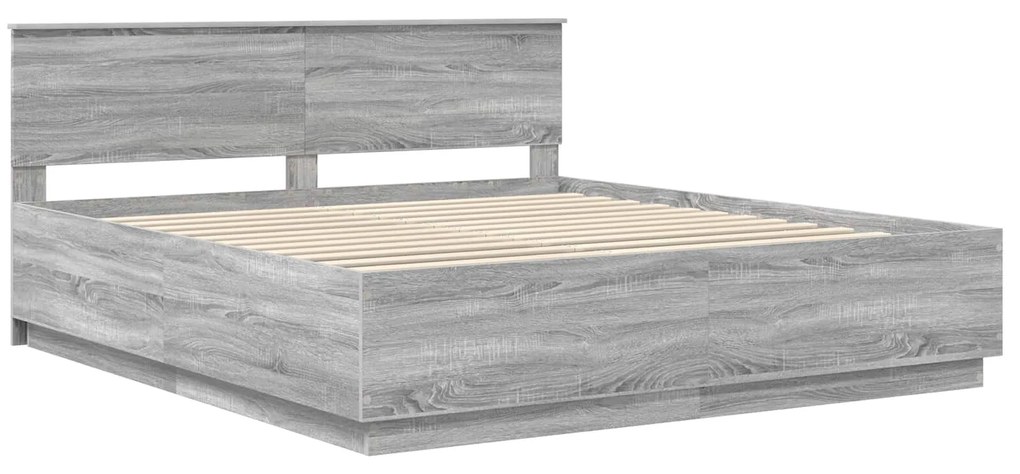 vidaXL Σκελετός Κρεβατιού με κεφαλάρι Γκρίζο Σονομα 200 x 200 cm