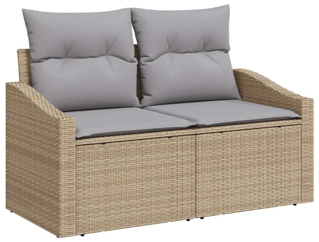 vidaXL Set Καναπέ Κήπου 5 Τεμαχίων με Μαξιλάρια Μπεζ Πολυ Ρατάν