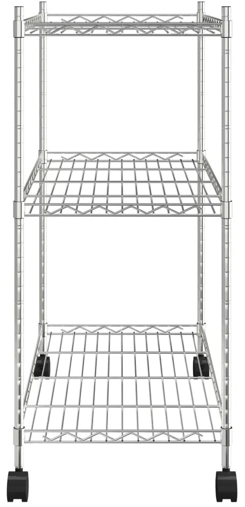 vidaXL Ραφιέρα 3 Επιπέδων με Τροχούς Χρωμέ 60x35x81 εκ. 150 κ.