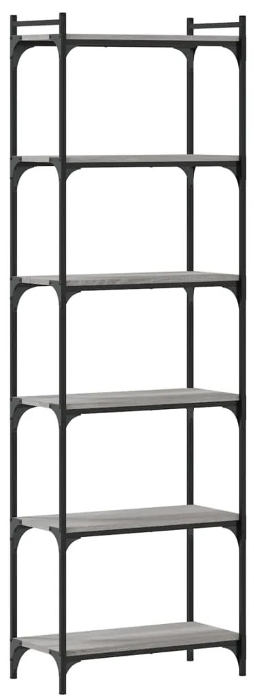 vidaXL Βιβλιοθήκη 6 Επιπέδων Γκρι Sonoma 60x30x188 εκ. Επεξεργ. Ξύλο