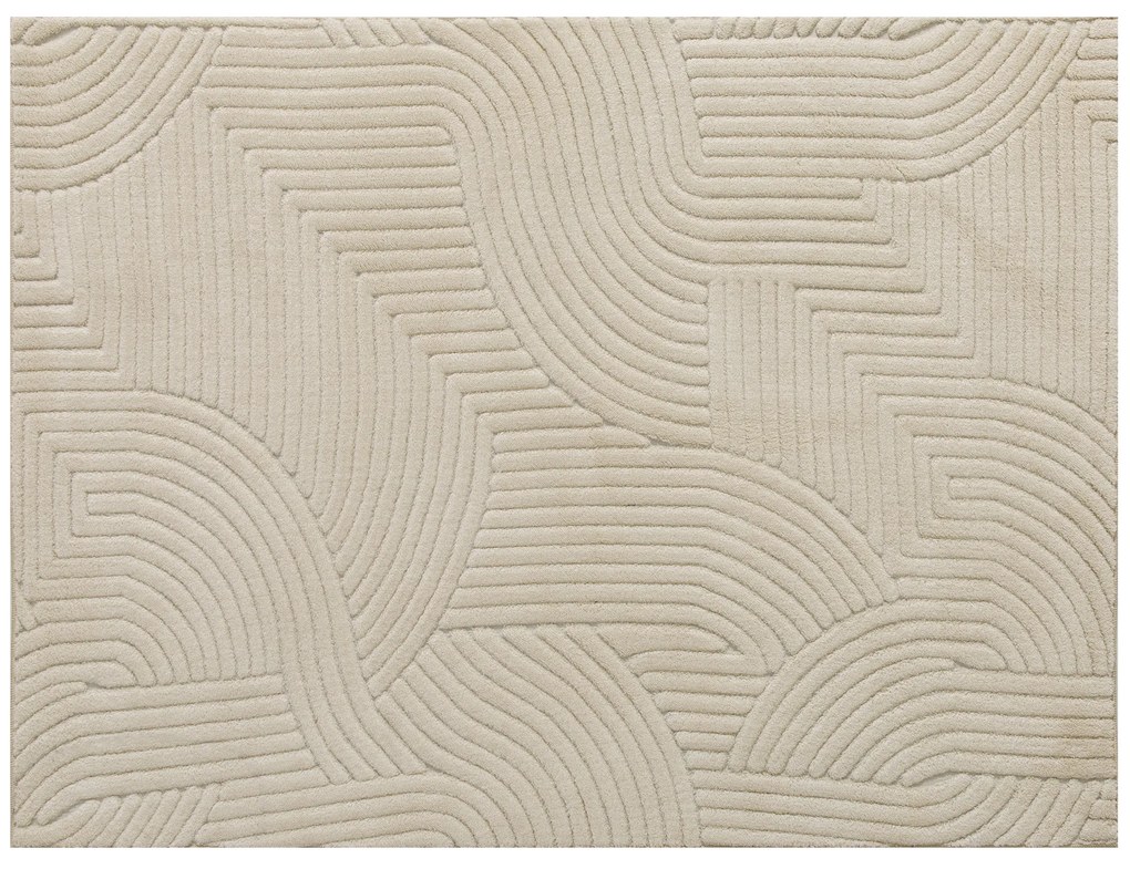 HOMCOM Χειροποίητο Χαλί, Ύψος 15 mm, Ευέλικτο, Αντιολισθητικό, Κρεμ Λευκό