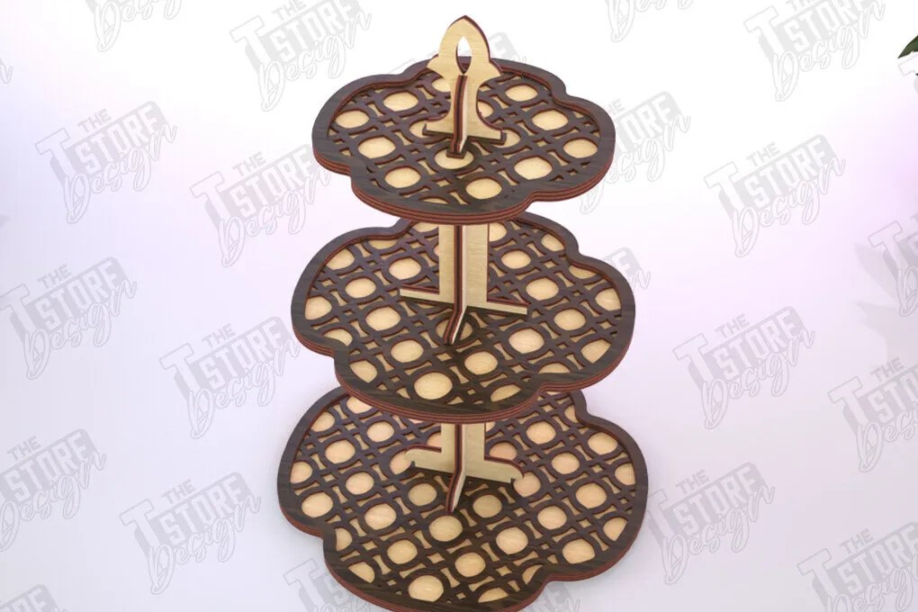 Σετ των 2 Intra απο ξύλο plywood 3mm-4mm πάχος – Μοτίβο κλιμακωτός δίσκος κοπής με λέιζερ | Αρχείο CNC Δίασταση  20x20 cm INTRAFABR-121427668