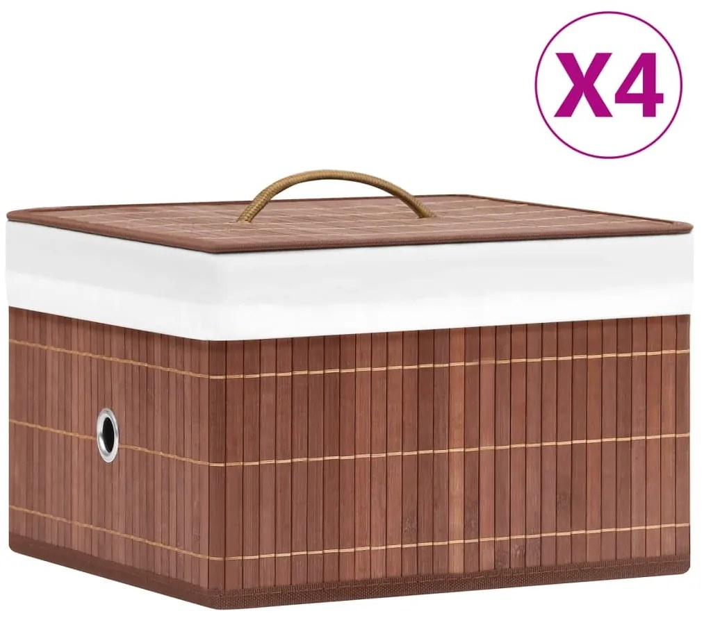 vidaXL Κουτιά Αποθήκευσης 4 τεμ. Καφέ από Μπαμπού
