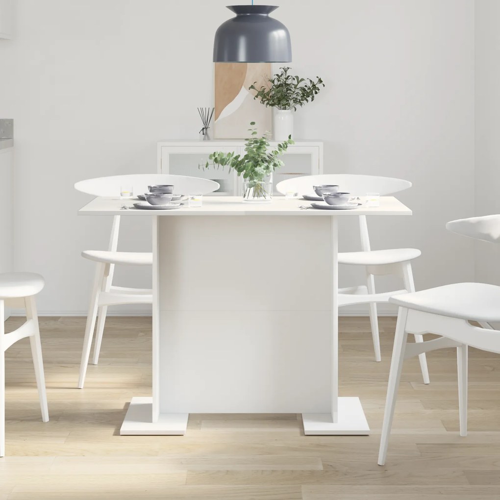 vidaXL Τραπέζι Φαγητού Λευκό 110x60x75 εκ Επεξεργασμένο Ξύλο