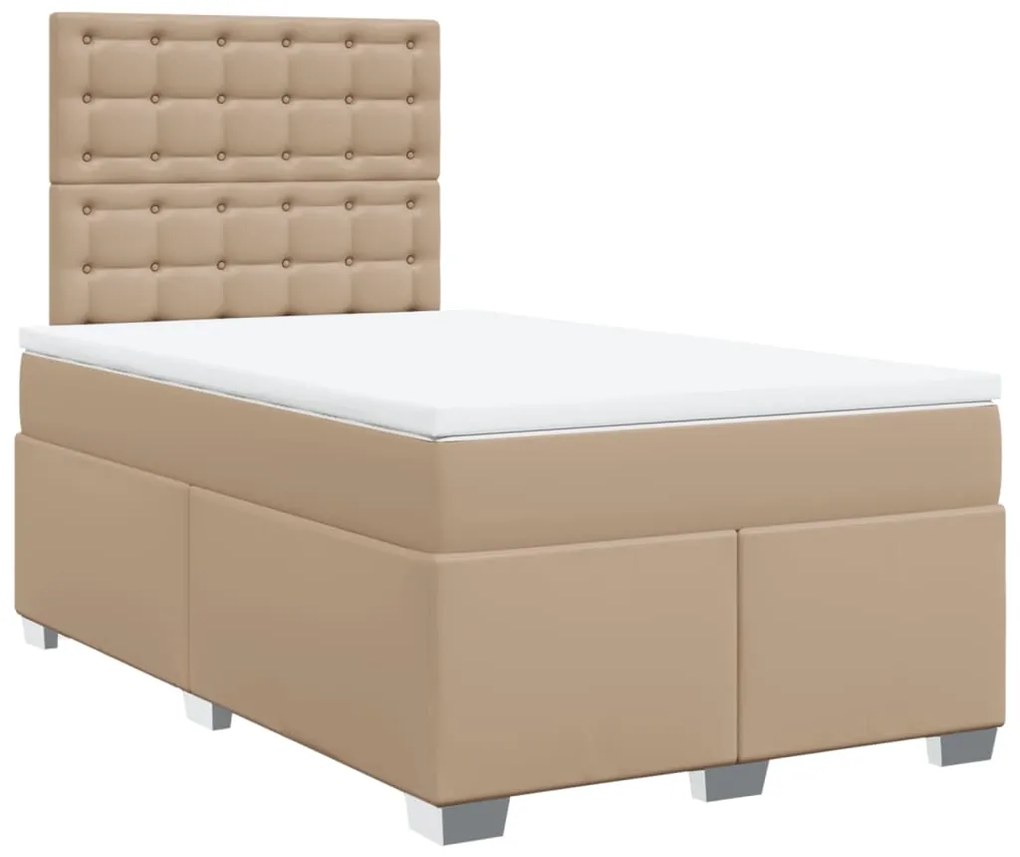 vidaXL Κρεβάτι Boxspring με Στρώμα Καπουτσίνο 120x190εκ.από Συνθ.Δέρμα