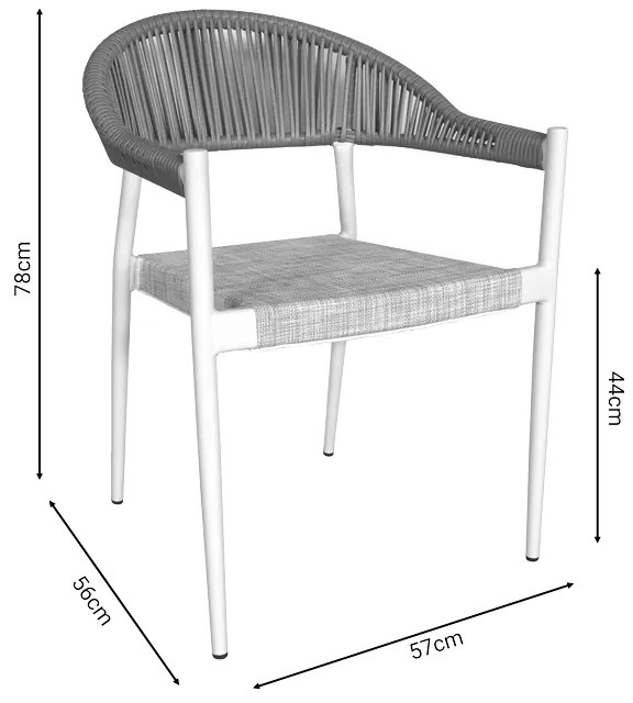 Τραπεζαρία Kliton - Elation σετ 3τεμ pakoworld αλουμίνιο σε λευκή απόχρωση 80x80x74εκ