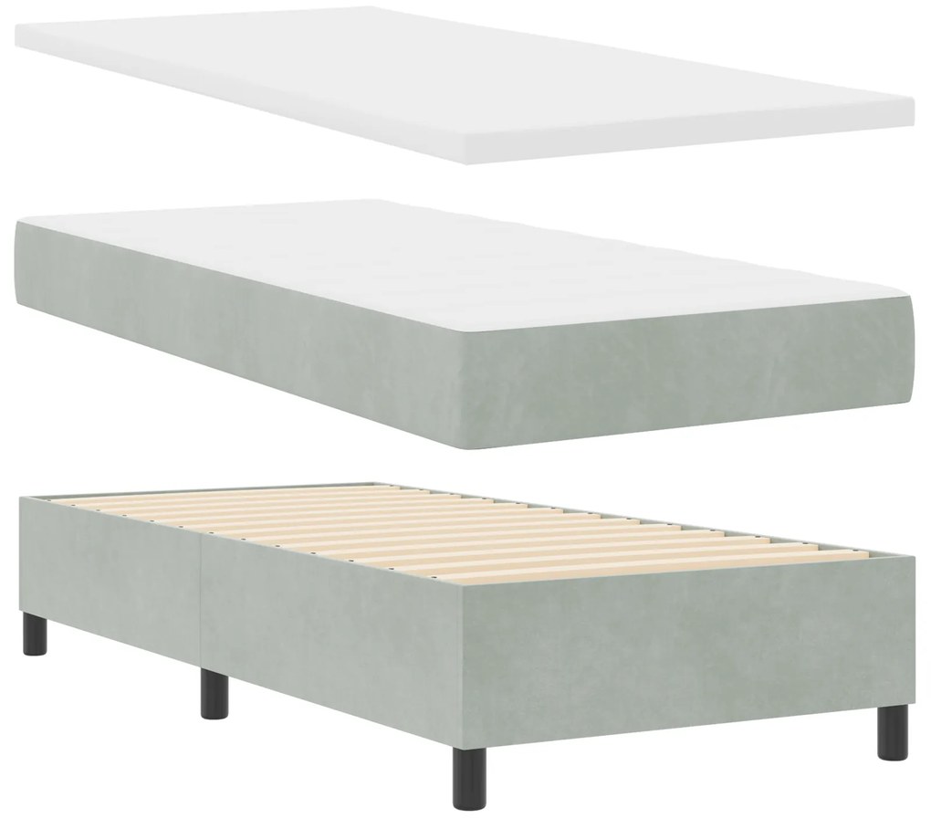 vidaXL κρεβάτι Box Spring με στρώμα & LED Γκρι 90x200 cm Βελούδινο