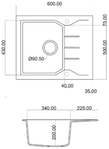 Νεροχύτης Sanitec 60 1B 1D-Λευκό