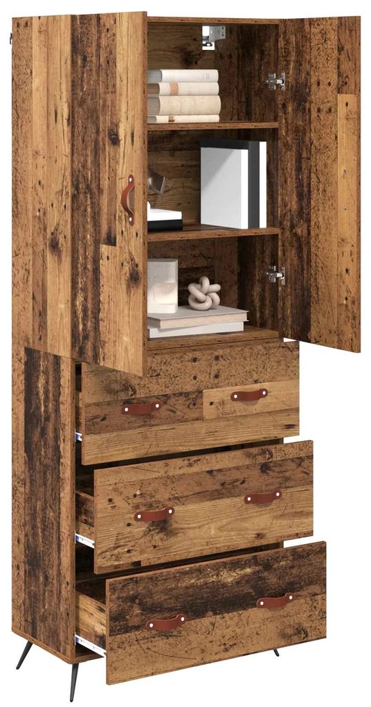 vidaXL Highboard Παλιό Ξύλο 69,5 x 34 x 180 εκ. Επεξεργασμένο ξύλο