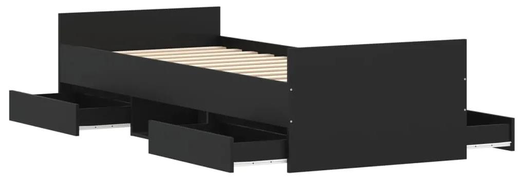 vidaXL Πλαίσιο Κρεβατιού με Κεφαλάρι & Ποδαρικό Μαύρο 75 x 190 εκ.