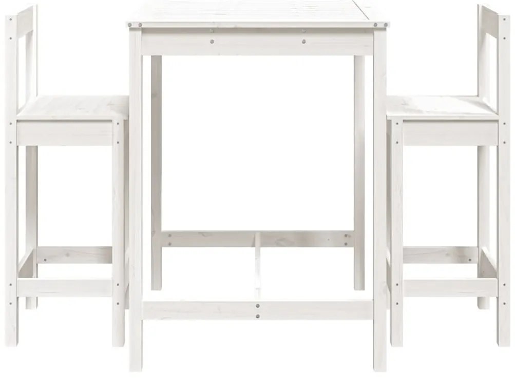vidaXL Σετ Επίπλων Μπαρ 3 Τεμαχίων Λευκό από Μασίφ Ξύλο Πεύκου