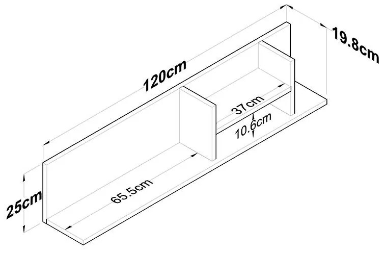 Ραφιέρα τοίχου Goldie ανθρακί-φυσικό 120x19.8x25εκ 120x25x19.8 εκ.