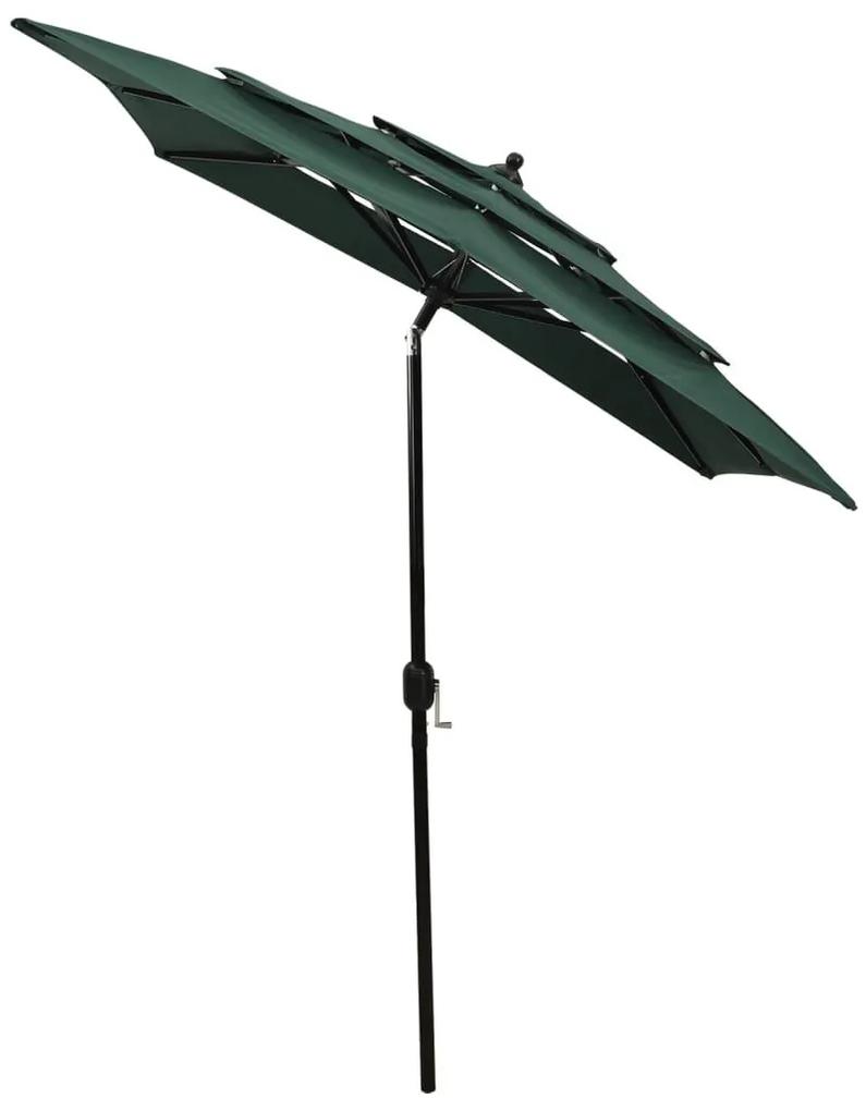 Ομπρέλα 3 Επιπέδων Πράσινη 2 x 2 μ. με Ιστό Αλουμινίου - Πράσινο