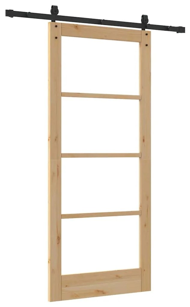 vidaXL Συρόμενη Πόρτα Χειροκίνητος Καφέ 86 x 198.5 cm Ξύλο και μέταλλο