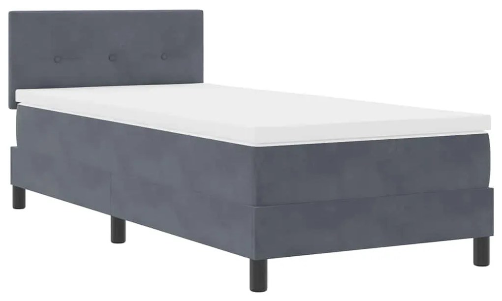 vidaXL LED Κρεβάτι με βάθρο με στρώμα Σκούρο Γκρι 80 x 200 cm Βελούδο