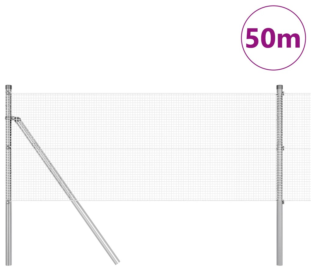 vidaXL Συρματόπλεγμα με 13 Στυλοβάτες 0.6x50 μ Γαλβανισμένος Χάλυβας
