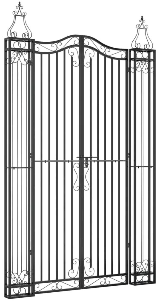 Πύλη Κήπου Μαύρη 121 x 8 x 200 εκ. από Σφυρήλατο Σίδερο  - Μαύρο