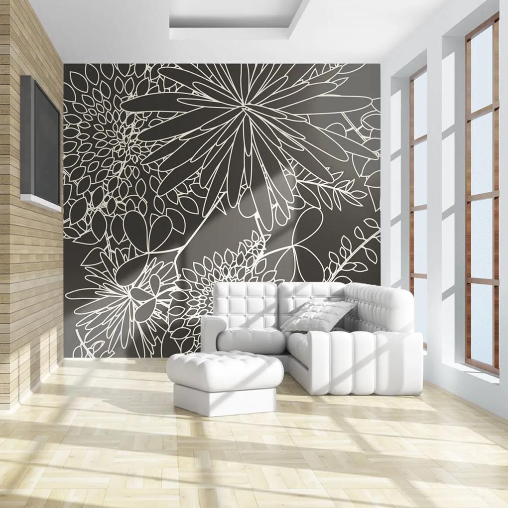 Φωτοταπετσαρία - Black and white floral background  300x231