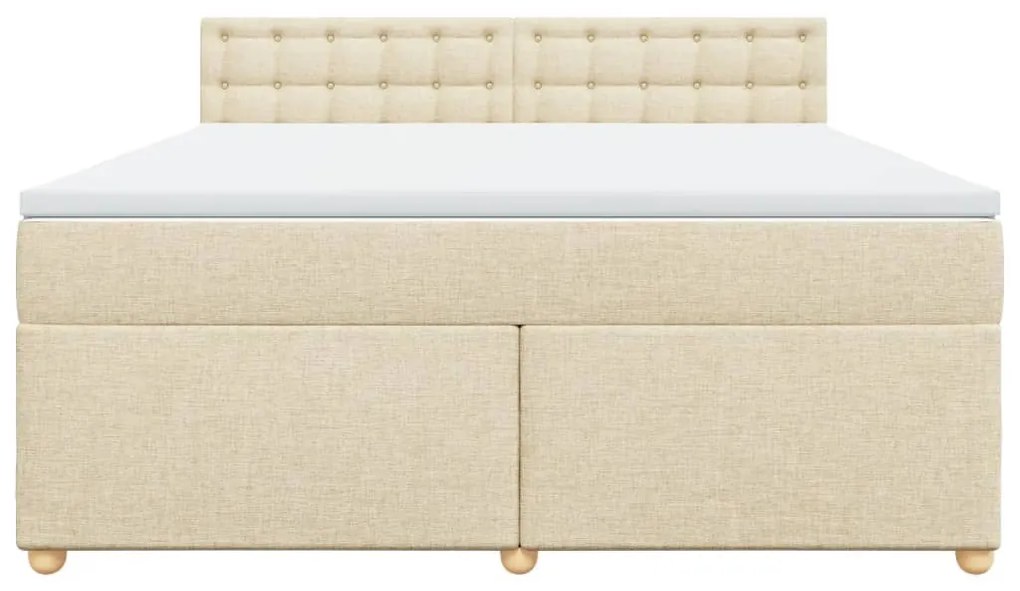 Κρεβάτι Boxspring με Στρώμα Κρεμ 180x200 εκ. Υφασμάτινο - Κρεμ