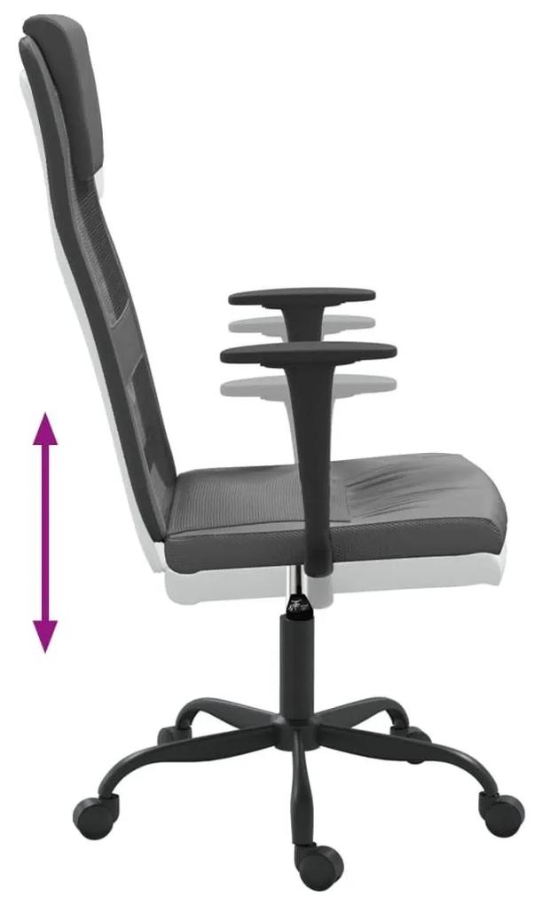 Καρέκλα Γραφείου Ρυθμ. Ύψος Μαύρη Διχτυωτό Ύφασμα/Συνθ. Δέρμα - Γκρι