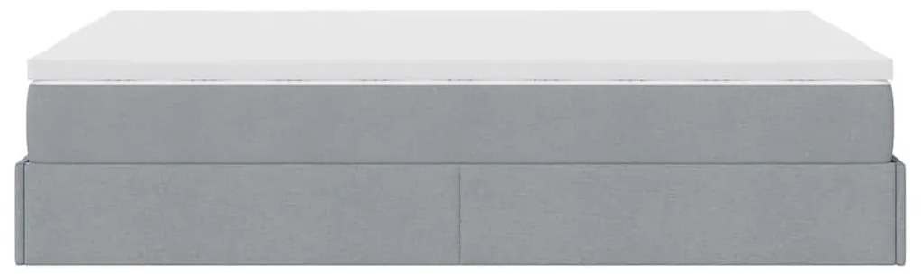 Οθωμανικό κρεβάτι με στρώμα ανοιχτό γκρι 120x190 cm ύφασμα 3311092