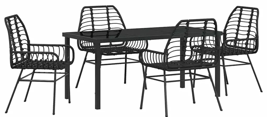 vidaXL Σέτ φαγητού για κήπο 5 pcs Μαύρο συνθετικό ρατάν