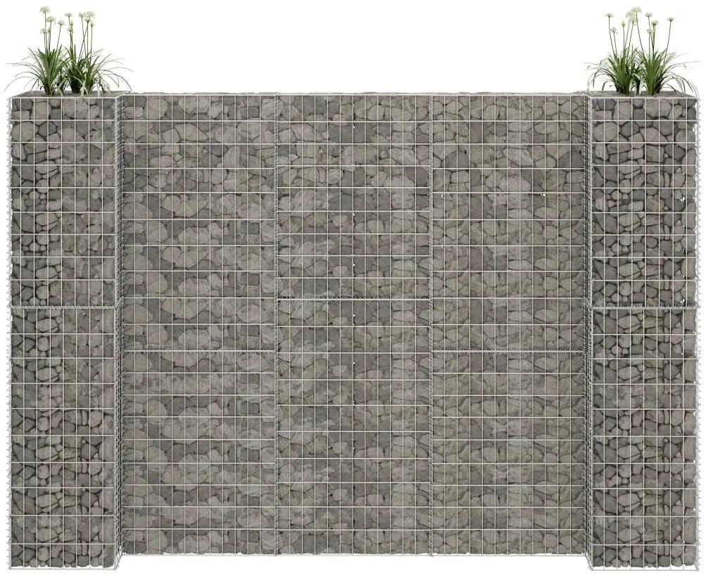 Συρματοκιβώτιο Γλάστρα Σχήμα «Η» 260x40x180 εκ. Ατσάλινο Σύρμα