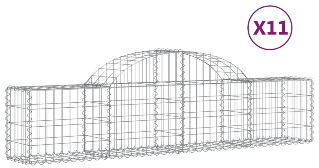 vidaXL Συρματοκιβώτια Τοξωτά 11 τεμ. 200x30x40/60 εκ. Γαλβαν. Ατσάλι