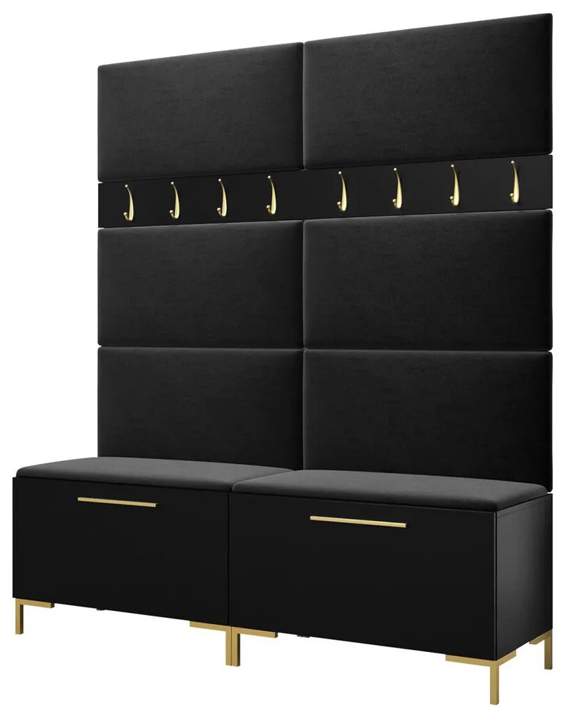 Σετ διαδρόμου Hartford F101, 196x168x46cm, 32 kg, Μαύρο, Ταπισερί, Πλαστικοποιημένη μοριοσανίδα, Εντοιχισμένη, Τοίχου | Epipla1.gr