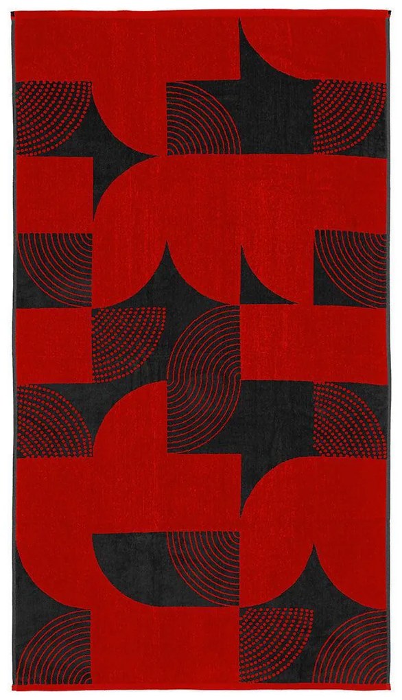 LINO ΠΕΤΣΕΤΑ ΘΑΛΑΣΣΗΣ GEOMETRICO DGREY-RED 86X160